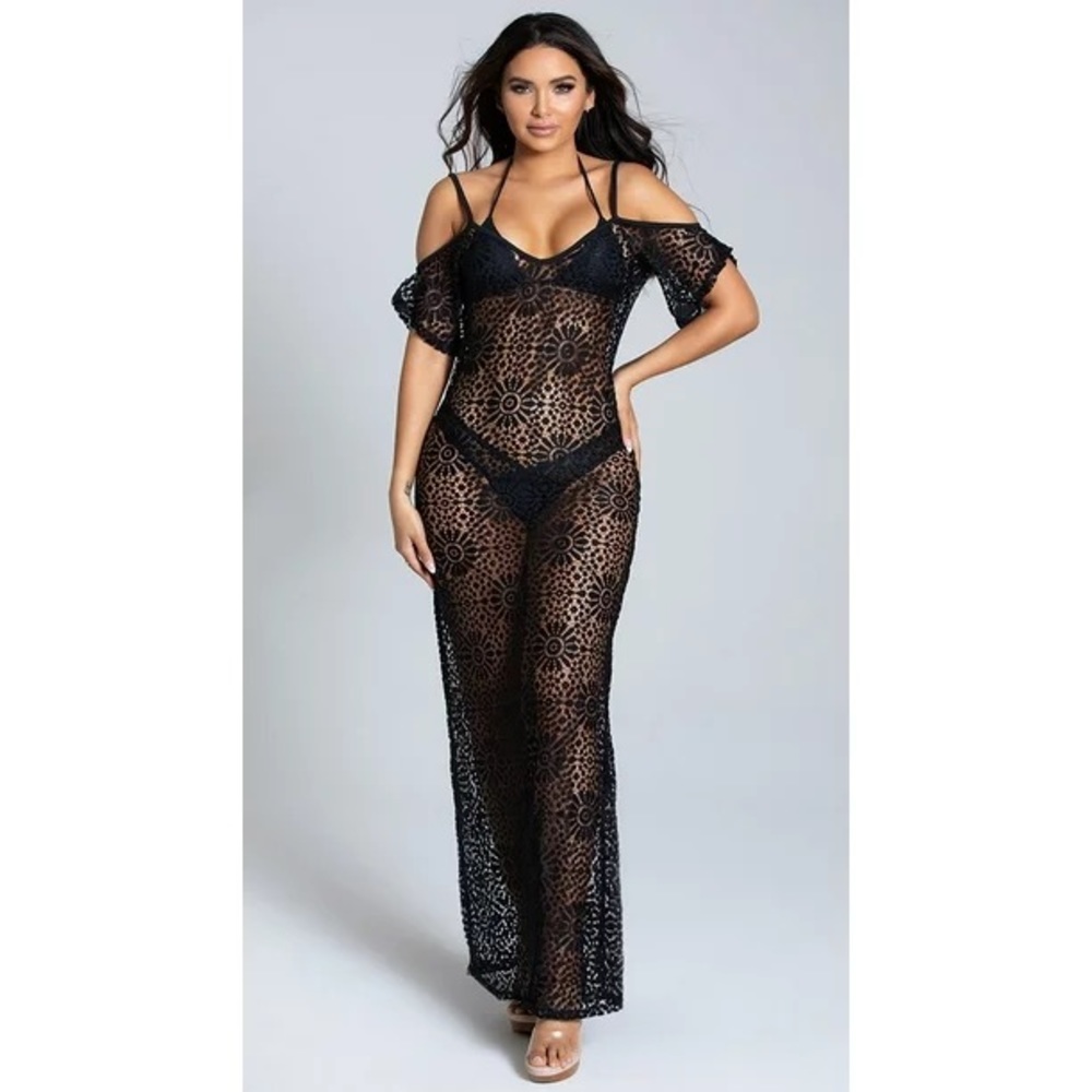 YANDY Daisy Crochet Cover-up Dress